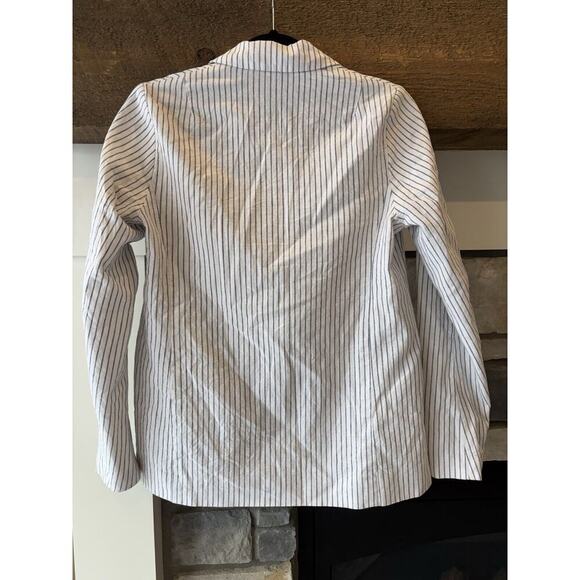 Abercrombie & Fitch Linen Blend Stripe Blazer S White Preppy Classic Career - Picture 6 of 11